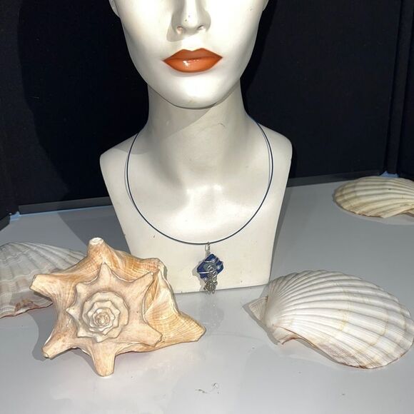 Bundle Sale 3 for $15 | Blue Square with Turtle Pendant - Picture 1 of 9